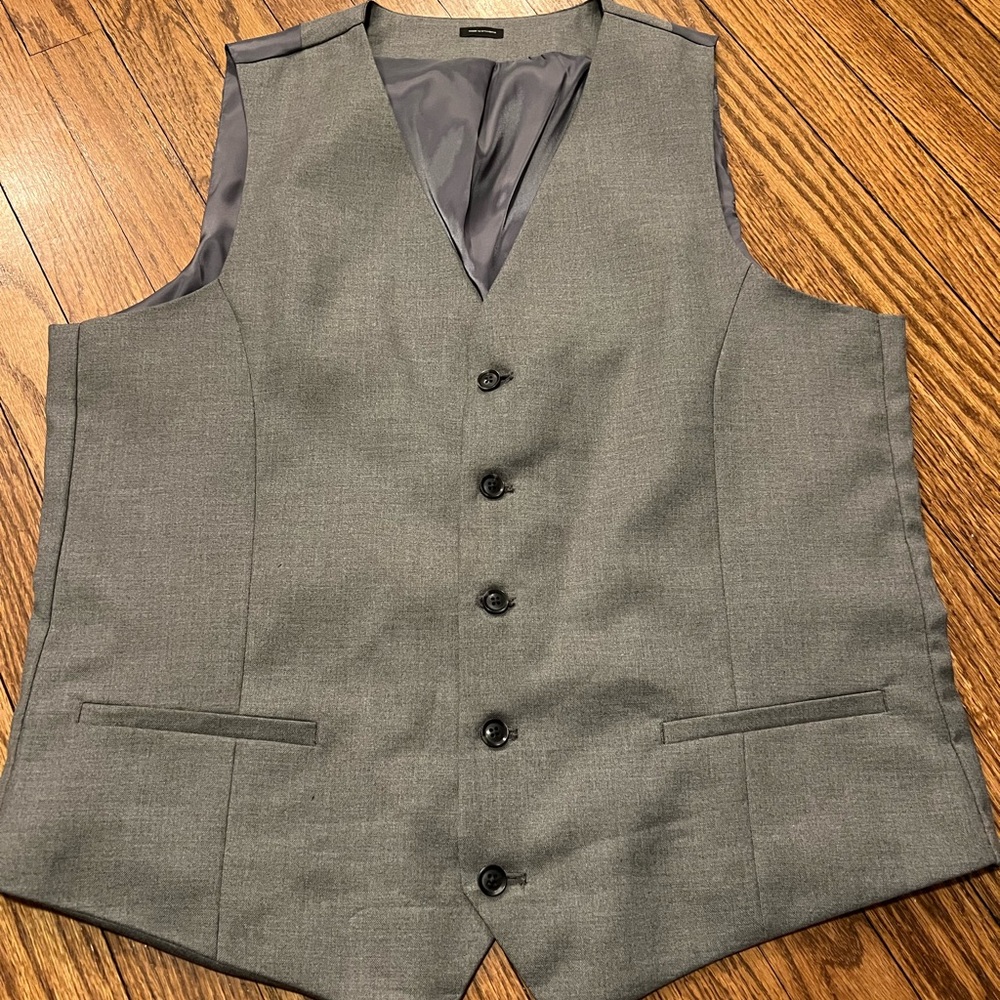 JF J. Ferrar Mens Slim Fit Vest, Gray, size Large